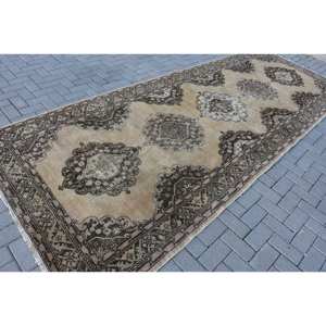 Alfombra turca clásica Vintage 5,1X12,9 pies Beige negro tejido plano para decoraciones de sala de estar para adolescentes - Product Image 2