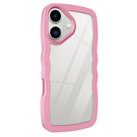 Coques de téléphone portable de luxe antichoc en TPU+PC avec bord ondulé couleur unie 2D tendance pour iPhone 16 15 Pro Max