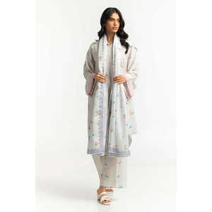 Dupatta Casual Blanca para Mujer con Estampado de Red de Tenis y Característica Transpirable - Product Image 1