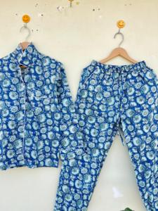 ชุดนอนผ้าฝ้าย100% พิมพ์ลายดอกไม้ทำด้วยมือสไตล์อินเดียสำหรับผู้หญิงชุดสูทเดินเช้าแบบลำลองหรูหราหรูหราสำหรับวันหยุดฤดูร้อนฤดูใบไม้ร่วง - Product Image 6