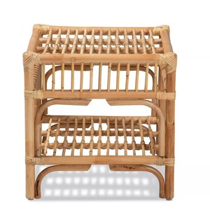 โต๊ะข้างทำจากไม้ไผ่หวายทรงสี่เหลี่ยมทันสมัยทำด้วยมือพร้อมที่เก็บของสองชั้นเฟอร์นิเจอร์บ้านสำหรับห้องนั่งเล่น - Product Image 2