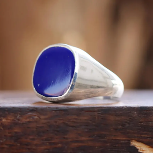 Men's Bohemian 925 Sterling Silver <b>Ring</b> Genuine Solid Natural <b>Lapis</b> <b>Lazuli</b> Classic Style Daily Wear Jewelry Christian Religious - Product Image 3