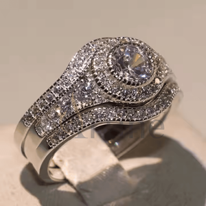 Anillo de diamantes de moissanita totalmente helado, joyería hecha a mano para boda o fiesta, estilo Hip Hop elaborado en oro blanco de 10kt - Product Image 1