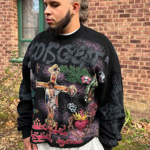 Sudadera para hombre Crop Boxy Fit con estampado personalizado de peso pesado de algodón lavado con ácido de alta calidad, serigrafía de su logotipo y diseño - Product Image 5