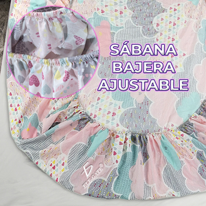 Parure de draps Coquette Moderne Florale 4 pièces comprenant 1 drap-housse, 1 drap plat et 2 taies d'oreiller pour usage domestique, confortable, garni de PVC - Product Image 2