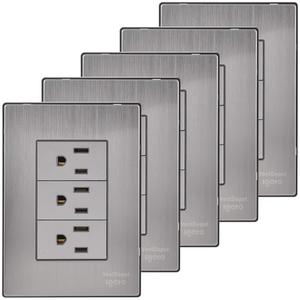 เต้ารับไฟฟ้าสำหรับงานหนัก, MXIOS-005, 5 ชิ้น, 3 ช่องเสียบ, 125-250VAC, 15A, 50/60Hz, สีเงิน, สแตนเลส/พีซี - Product Image 1
