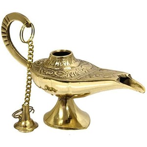 Quemadores de Incienso de Latón con Acabado Antiguo, Lámparas de Genio de Aladino, Tamaño de 6 Pulgadas (Latón-Dorado) - Product Image 2