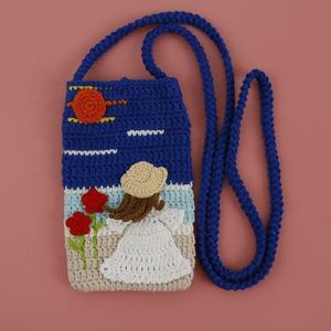Sac pour petite fille au crochet, style peinture à l'huile, en fil de coton laitier 100% tissé à la main, motif dessin animé mignon, accessoire de mode créatif et culturel - Product Image 6