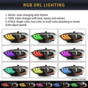 Feux avant VLAND OEM personnalisés, feux de jour à LED RVB colorés pour Ford Mustang GT S550 2018 2019 <span class=keywords><strong>2020</strong></span> <span class=keywords><strong>2021</strong></span> 2022 2023 2024 - Product Image 3