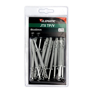 Elematic Blister Plug Jtx Vite a testa piatta Tp/V Cm 6x60 (15pz) - Product Image 1