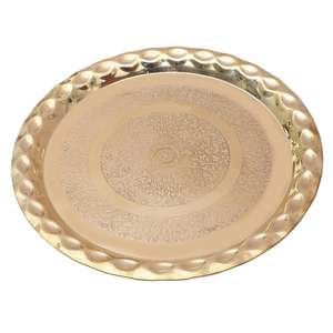 Meilleur Prix zara Enterprises Modèle ZE425 Luxe Floral Sculpté En Laiton Thali Maison Temple Designer Plateaux De Service À La Main en Inde - Product Image 1