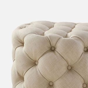 Poufs modernes en velours beige pour chambre à coucher ou salon - Product Image 5