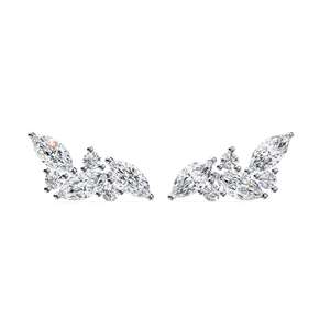 Élégantes boucles d'oreilles de mariée en diamant cultivé en laboratoire, en forme de grappe, en or 14 carats, taille marquise, certifiées IGI - Product Image 3