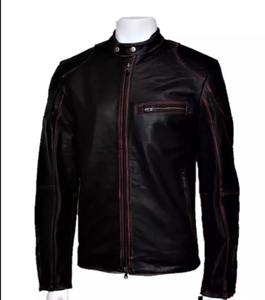 2024แจ็กเก็ตหนังแท้สไตล์ลำลองมีซิประบายอากาศได้ดีมีขาตั้งผ้าย้อมสีพื้นคงทนสำหรับฤดูหนาว - Product Image 3