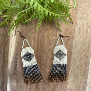 Handmade Boho Colorful Glass <b>Tassel</b> <b>Earrings</b> Women 8mm Black Blue Seed Woven Flower Design Girls Beach Holiday Jewelry Gift - Product Image 2