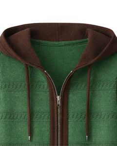 Gilet à capuche en tricot vert et marron pour homme, veste sans manches à fermeture éclair, pull d'hiver en laine acrylique, streetwear décontracté, vente en gros, OEM, mode - Product Image 5