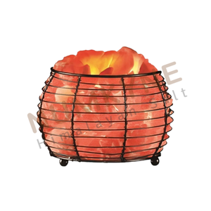 Lampe en pierre de sel rose de l'Himalaya avec cadre en fer et cordon de variateur, design polyvalent, décoration intérieure, produits de spa, de sauna et de bien-être - Product Image 2