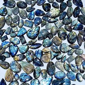 ดอกไม้ลาบราดอร์ไทต์สีเทาธรรมชาติแกะสลัก Cabochons หลวมอัญมณีกึ่งมีค่าผู้ผลิตขายส่งในราคาโรงงาน ซื้อตอนนี้ - Product Image 3