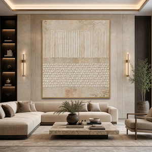 Textured Wabi Sabi Abstract Wall Art Beige Cream Tones Metal <b>Frame</b> <b>Canvas</b> Indoor Decor Contemporary Style - Product Image 2