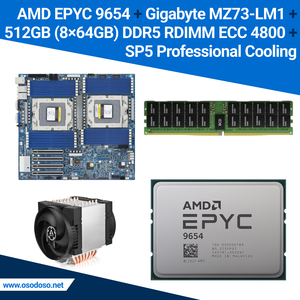 ชุด AMD epyc 9654 + กิกะไบต์ MZ73-LM1 256กิกะไบต์/512กิกะไบต์ DDR5 RDIMM ECC - Product Image 2