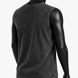 Camiseta sin mangas unisex vintage, 100% algodón peinado, 275 g/m², calidad lavada con ácido, estampado teñido por inmersión, corte holgado, para hombre y mujer - Product Image 5