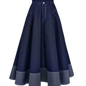 Faldas largas de mezclilla para mujer Botón de invierno Casual para Festival Estilo ecológico 2025 - Product Image 1