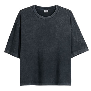 Unisex Acid Washed Slim Fit T-shirt Custom 100% Cotton Streetwear Cropped T Shirt Vintage Washed Customized Design Men's <b>TShirts</b> - Product Image 5