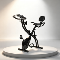 Vélo de spinning pliable d'intérieur à 8 niveaux de résistance avec cordes de résistance pour les bras, idéal pour l'entraînement à domicile