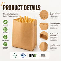 Sac en papier premium pour la livraison de burgers et sandwichs, à fond plat renforcé, autoportant, sûr et résistant à l'huile, pour plats à emporter