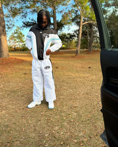 Conjunto Deportivo de 2 Piezas para Hombre, Chaqueta Cortavientos con Capucha, Pantalones Ajustados de Satén, Poliéster/Algodón, Invierno - Product Image 2