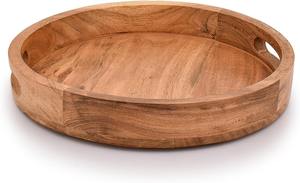 Plateau en bois avec poignées pour servir des boissons, plateau à thé, plateau à dessert, plateau à dîner, plateau à petit-déjeuner, plateaux de rangement - Product Image 4