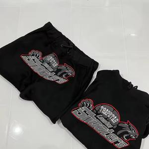 Conjunto Deportivo para Hombre de Alta Calidad, 100% Algodón, Talla XXL, Sudadera con Capucha y Logotipo Personalizado, Nuevo Chándal de Dos Piezas en Negro y Rojo, Ropa Urbana - Product Image 6