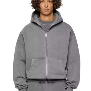 Sudaderas con Capucha de Invierno Personalizables, 100% Algodón, Color Negro Sólido, Lavadas, con Forro Polar, Bordado Personalizado, Impresión Puff, Transpirables, de Secado Rápido, para Exteriores - Product Image 1