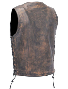 Chaleco de cuero estilo motorista desgastado para hombre de alta calidad, diseño personalizado, logotipo privado, chaqueta sin mangas impermeable transpirable baja - Product Image 2