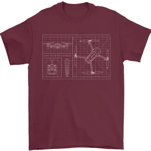 Drone Blueprint T-Shirt Homme 100% Coton Biologique Sérigraphié avec Motif Solide Nouveau Numéro de Modèle - Product Image 1