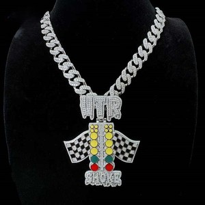 Impresionante conjunto de colgante de cadena de plata de ley 925 para hombre estilo cubano Hip Hop totalmente Moissanite diamante clásico elegante conjunto de collares - Product Image 2
