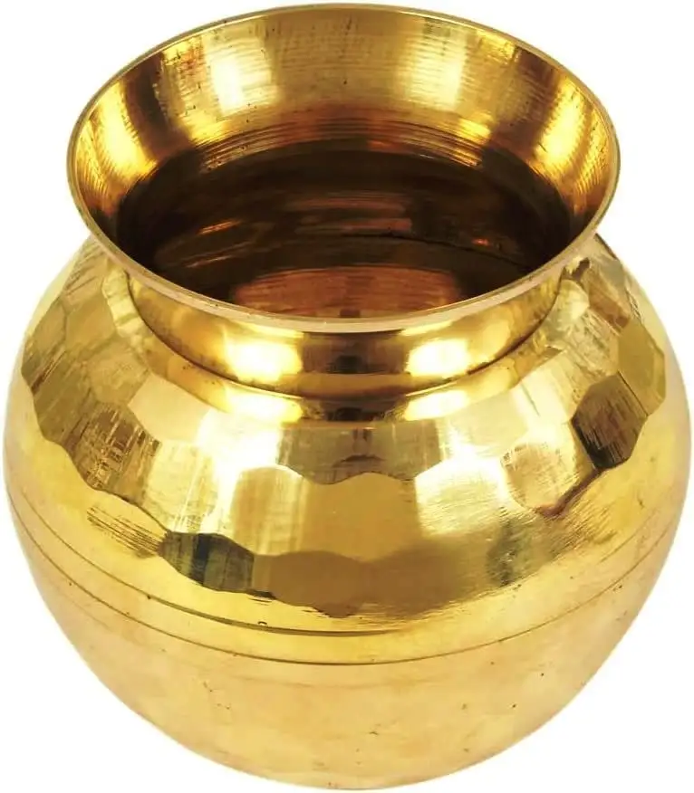 Messing Gehamerde Lota Kalash Pot Voor Watertempelfestival Aanbidding Navratri/Housewarming/Tumbler/Pongal/Sankranti
