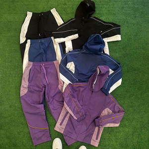 Custom Men's 2 Piece Sets <b>Track</b> Suits Nylon <b>Pants</b> and Hoodie <b>Baggy</b> Sweat Suits Customize Windbreaker Tracksuit Set Men - Product Image 2