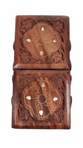 Boîtes de rangement vintage en bois de style indien avec un design sculpté de qualité pour la décoration intérieure Bijoux en forme de rectangle directement d'Inde - Product Image 5