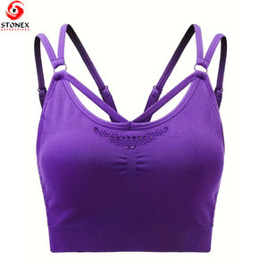 Soutien-gorge de sport sans bretelles pour femmes, léger, respirant, en maille, à maintien élevé, avec coussinets amovibles, en élasthanne/nylon, vente en gros - Product Image 1
