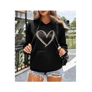 Nueva llegada de las mujeres 100% algodón de manga larga cuello redondo hombro pendiente impreso cómodo pulóver Sudadera CON CAPUCHA DE Bangladesh - Product Image 4