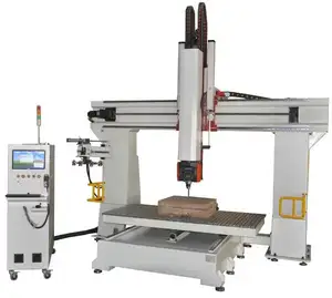 Router cnc Tiongkok 3 sumbu 4 sumbu, router cnc dengan meja bergerak, aplikasi lebar