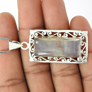 Precio al por mayor de alta calidad, Plata de Ley 925, piedra lunar arcoíris Natural, colgante de estilo clásico, proveedores de joyería fina hecha a mano - Product Image 3
