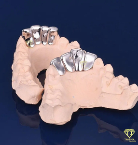 Grillz de luxe en argent sterling 925 plaqué or entièrement glacé avec moule gratuit cultivé en laboratoire VVS expédition rapide cadeau parfait pour lui - Product Image 5