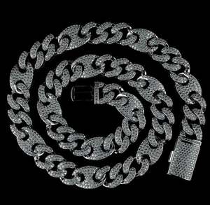 Or blanc 19MM Diamant Mariner Chaîne Cubaine Moissanite Pendentifs & Charms - Product Image 2