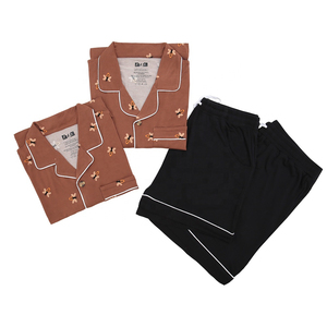 Ensemble de pyjama en bambou doux et respirant pour hommes femmes vêtements de nuit élastiques pour la maison pour les ensembles d'été - Product Image 4