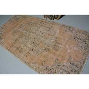 Vintage 4.2x8.6 ft Rug, Area Turkish Rug, <b>Brown</b> Blue Persian <b>Wool</b> Rug - Product Image 4