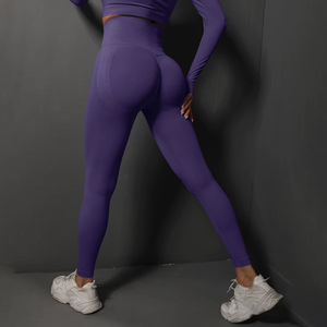 Leggings de yoga solides taille haute pour femmes sans couture respirant vêtements de sport d'entraînement extensibles dans les quatre sens - Product Image 5