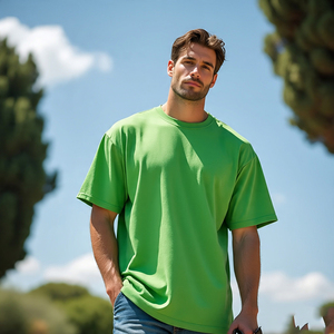 T-shirt ample en coton vierge de haute qualité à épaules tombantes T-shirt surdimensionné de logo d'impression personnalisé lourd - Product Image 5