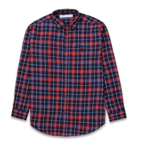 Kemeja Flanel Kerah Tegak Warna Klasik Hitam Putih Laris Manis Grosir, Lengan Panjang Kancing, Bahan Bernapas 100%, Pria Wanita